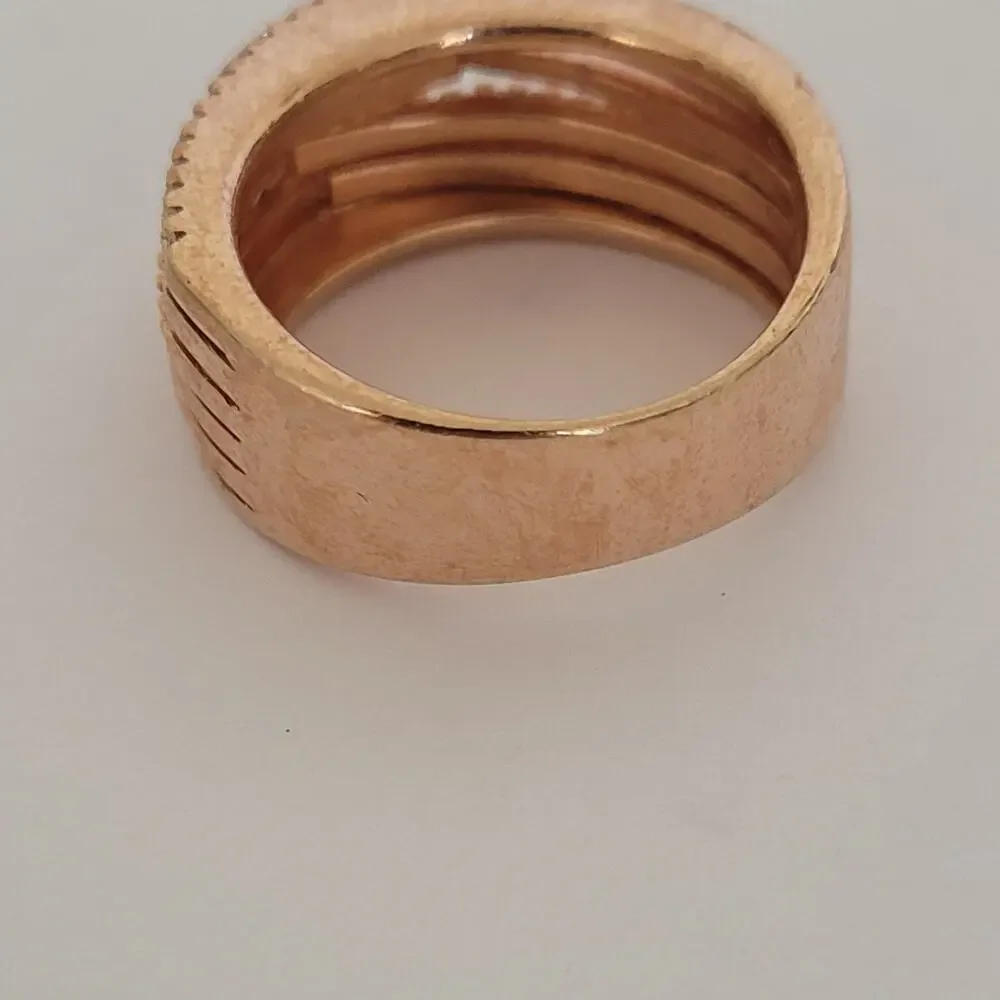 FOLLI FOLLIE 925 STERLING SILVER ROSE GOLD-TONE Statment‎ Ring Zirconia Size 7